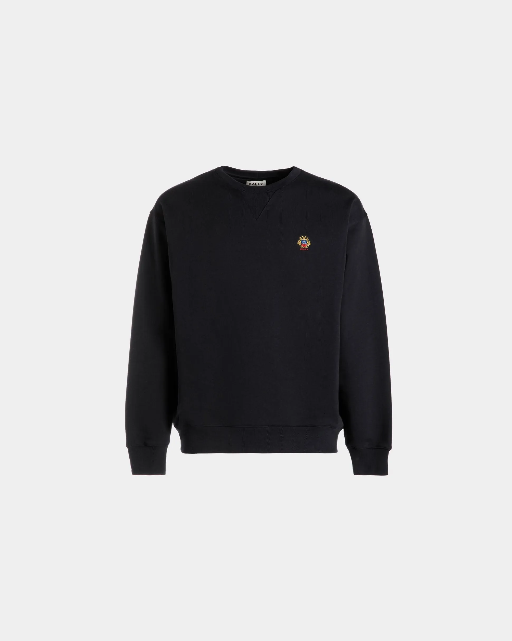 Crewneck Sweatshirt With a Bally Crest Logo In Navy Blue Cotton
