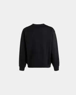 Crewneck Sweatshirt With a Bally Crest Logo In Navy Blue Cotton