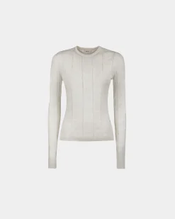 Crewneck Top In A Beige Silk Blend