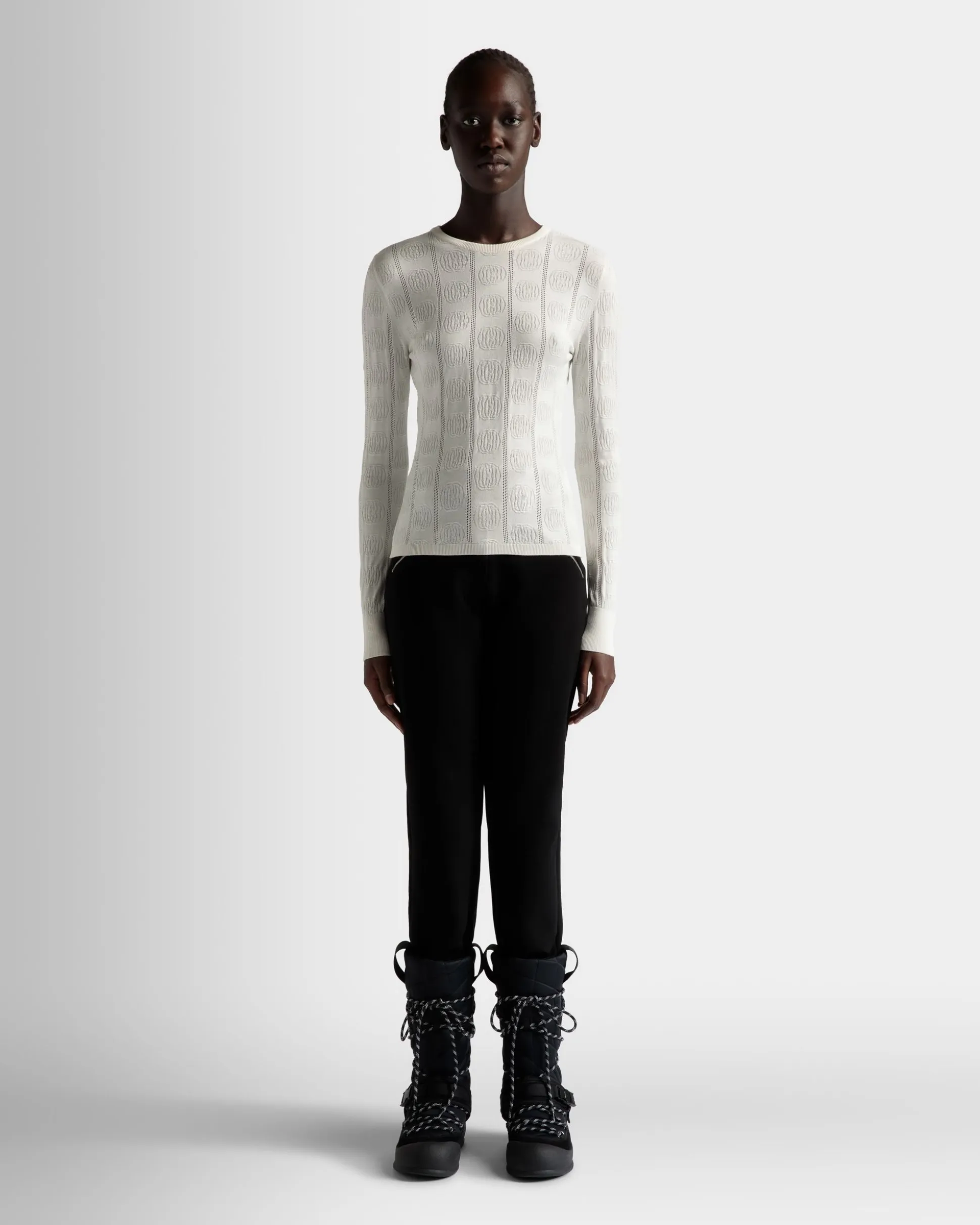 Crewneck Top In A Beige Silk Blend