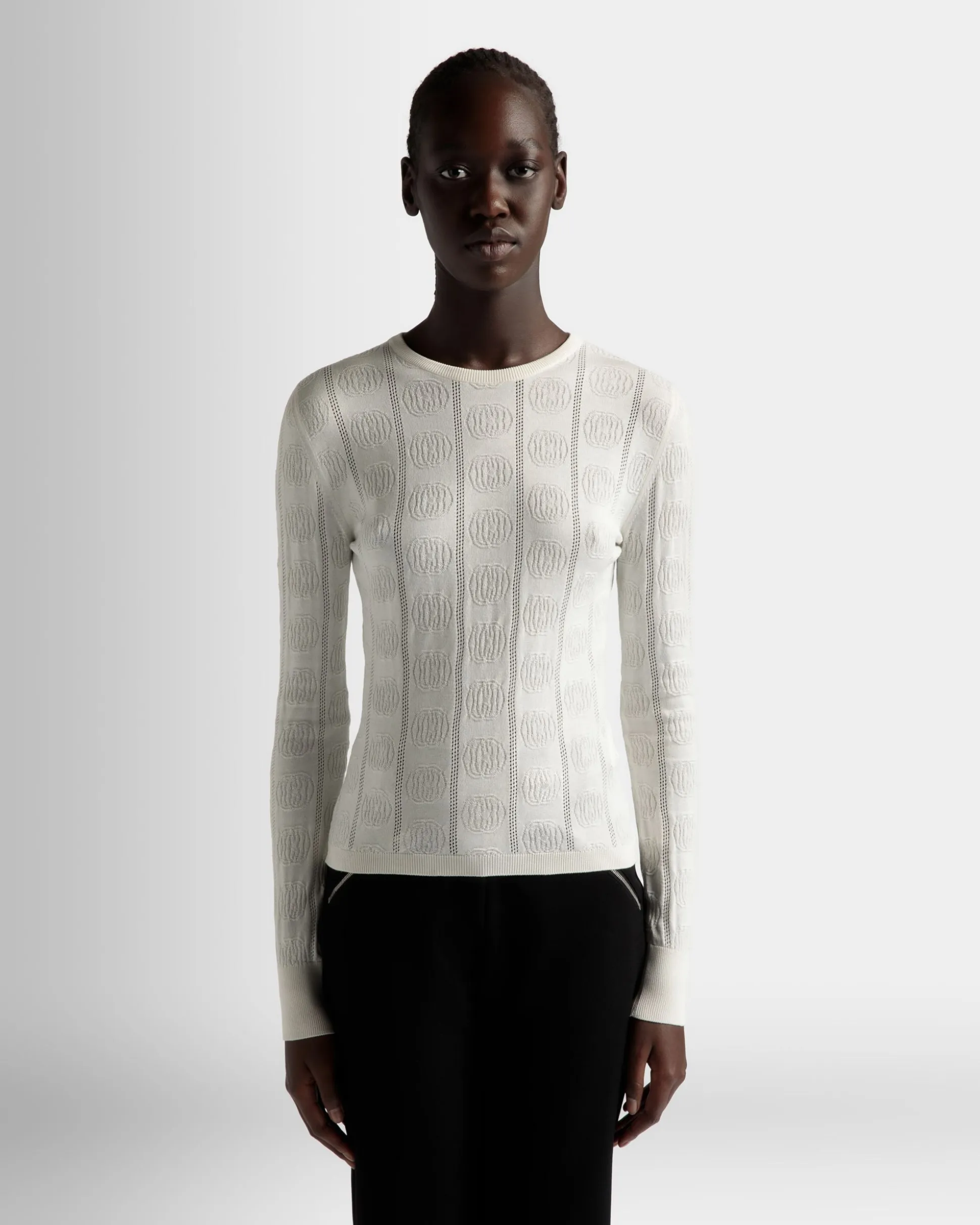 Crewneck Top In A Beige Silk Blend