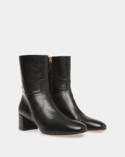 Daily Emblem Booties In Black Leather