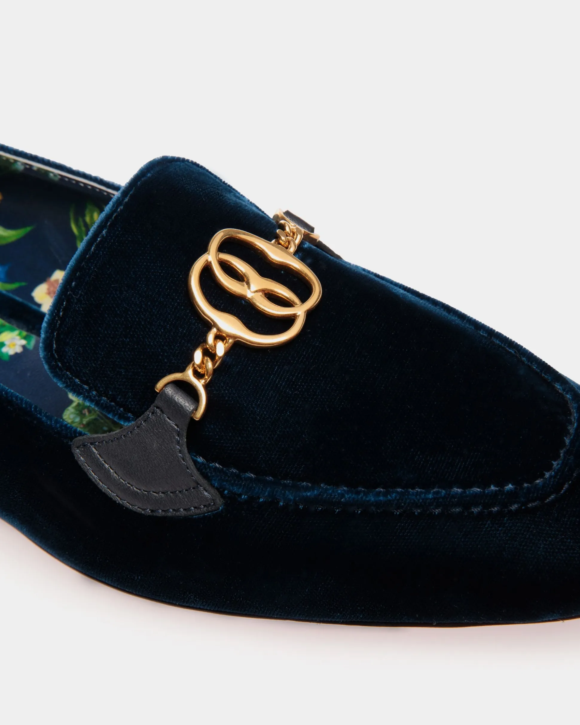 Daily Emblem Loafer in Navy Blue Velvet Fabric