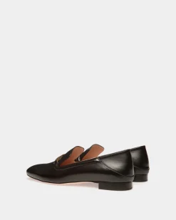 Deco Slipper in Black Leather