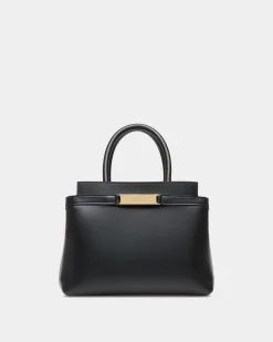 Deco Small Tote Bag in Black Leather