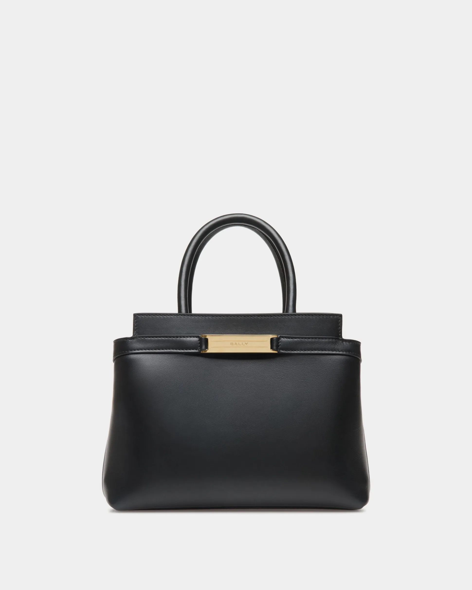 Deco Small Tote Bag in Black Leather