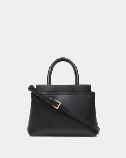 Deco Small Tote Bag in Black Leather