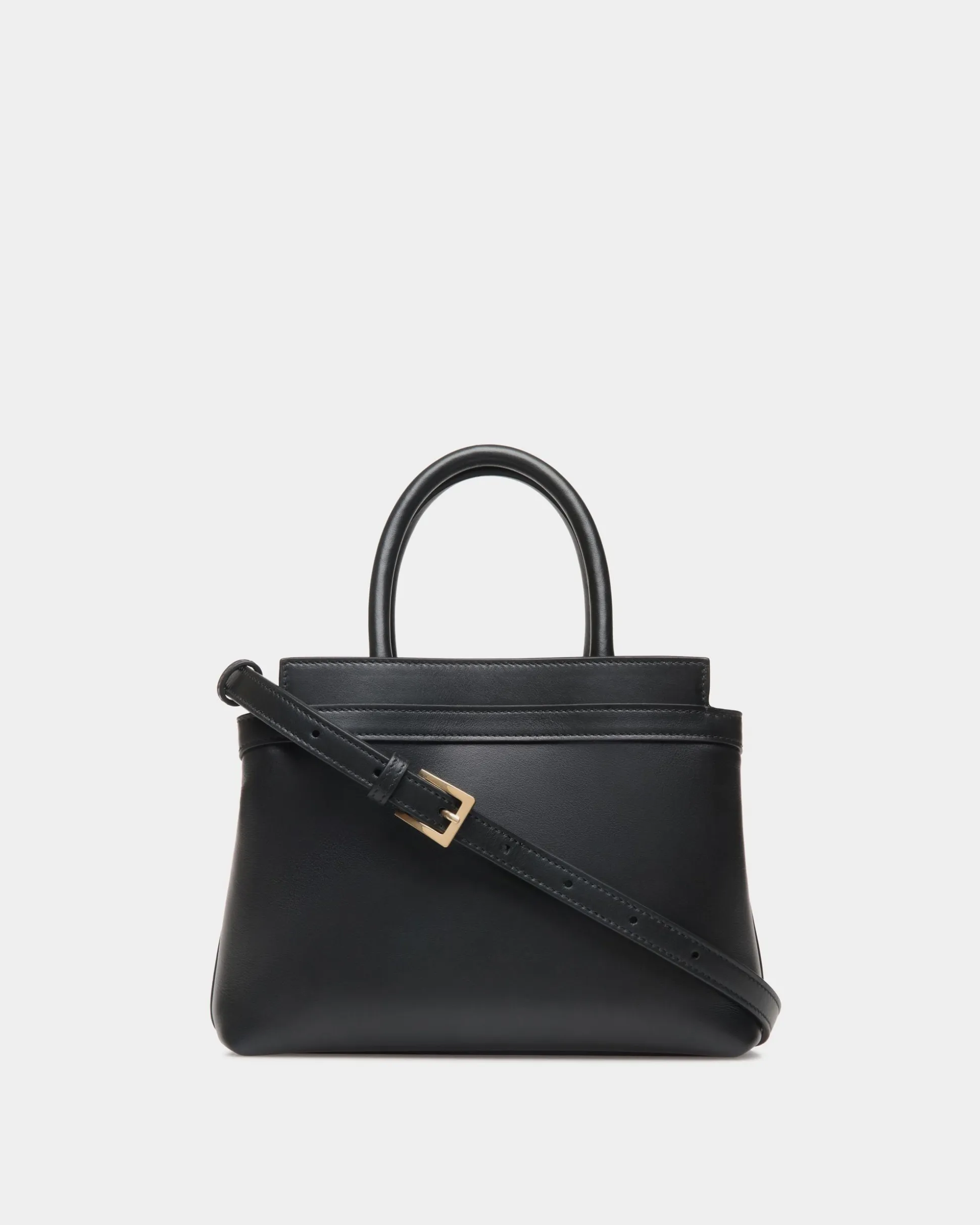 Deco Small Tote Bag in Black Leather