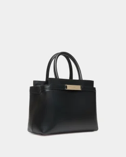 Deco Small Tote Bag in Black Leather