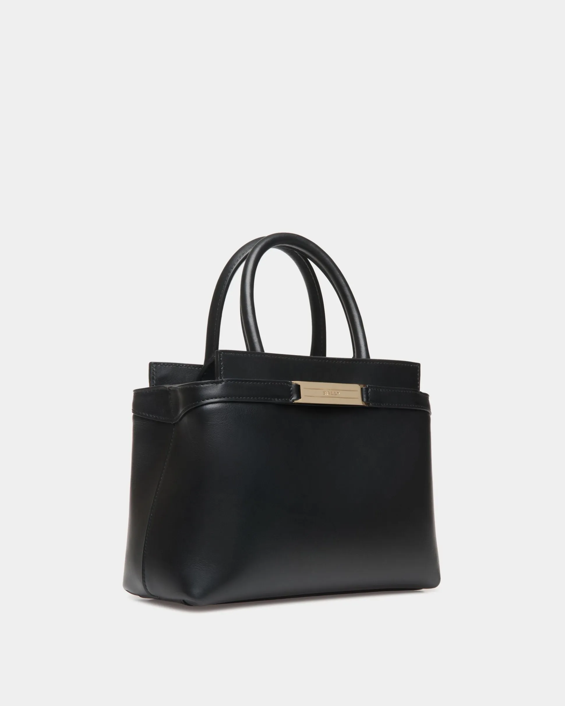 Deco Small Tote Bag in Black Leather