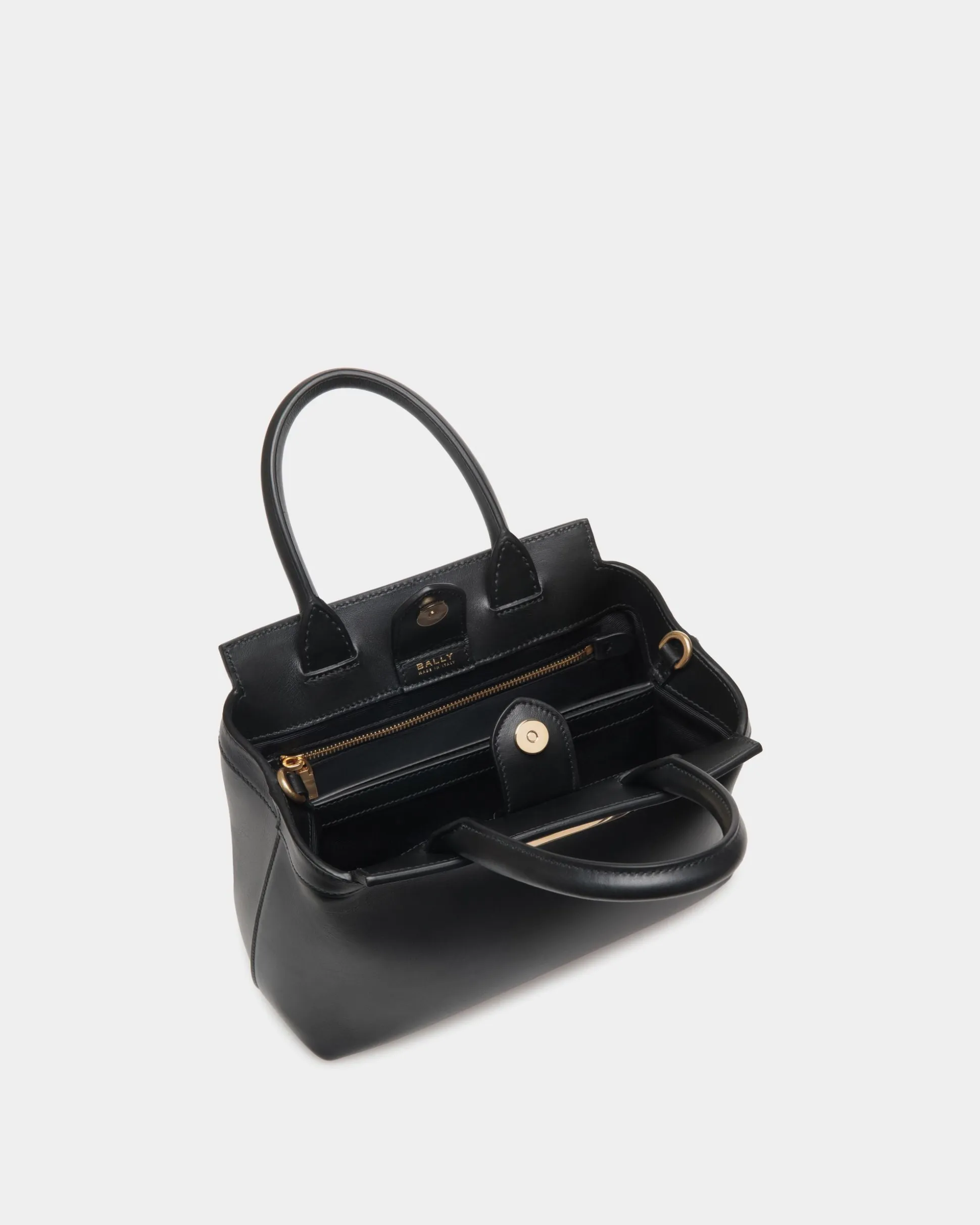 Deco Small Tote Bag in Black Leather