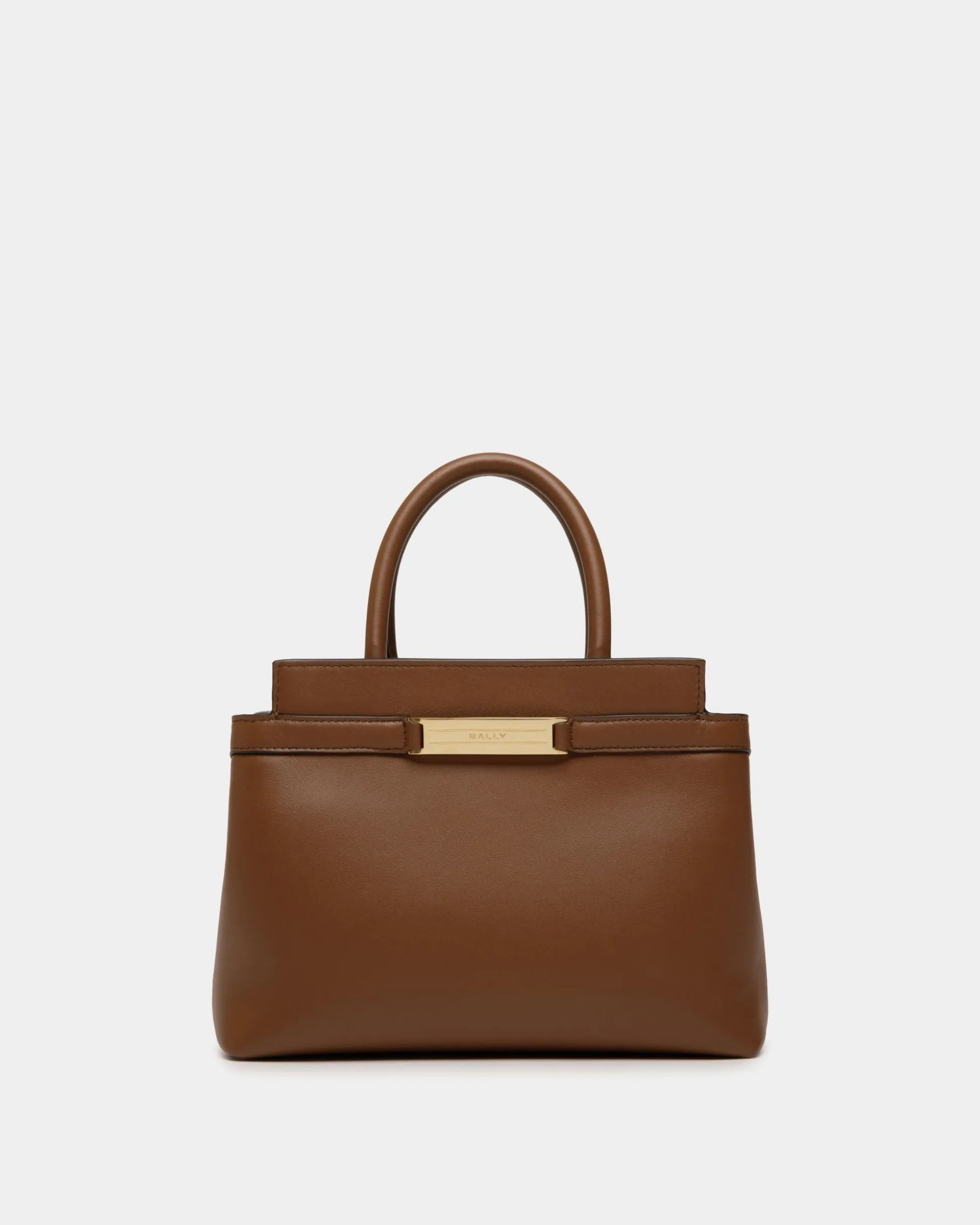 Deco Small Tote Bag in Brown Leather