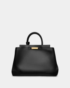 Deco Tote Bag In Black Leather