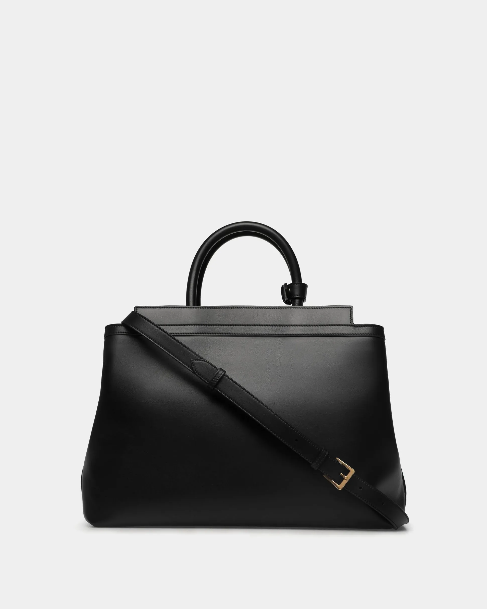 Deco Tote Bag In Black Leather
