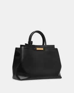 Deco Tote Bag In Black Leather