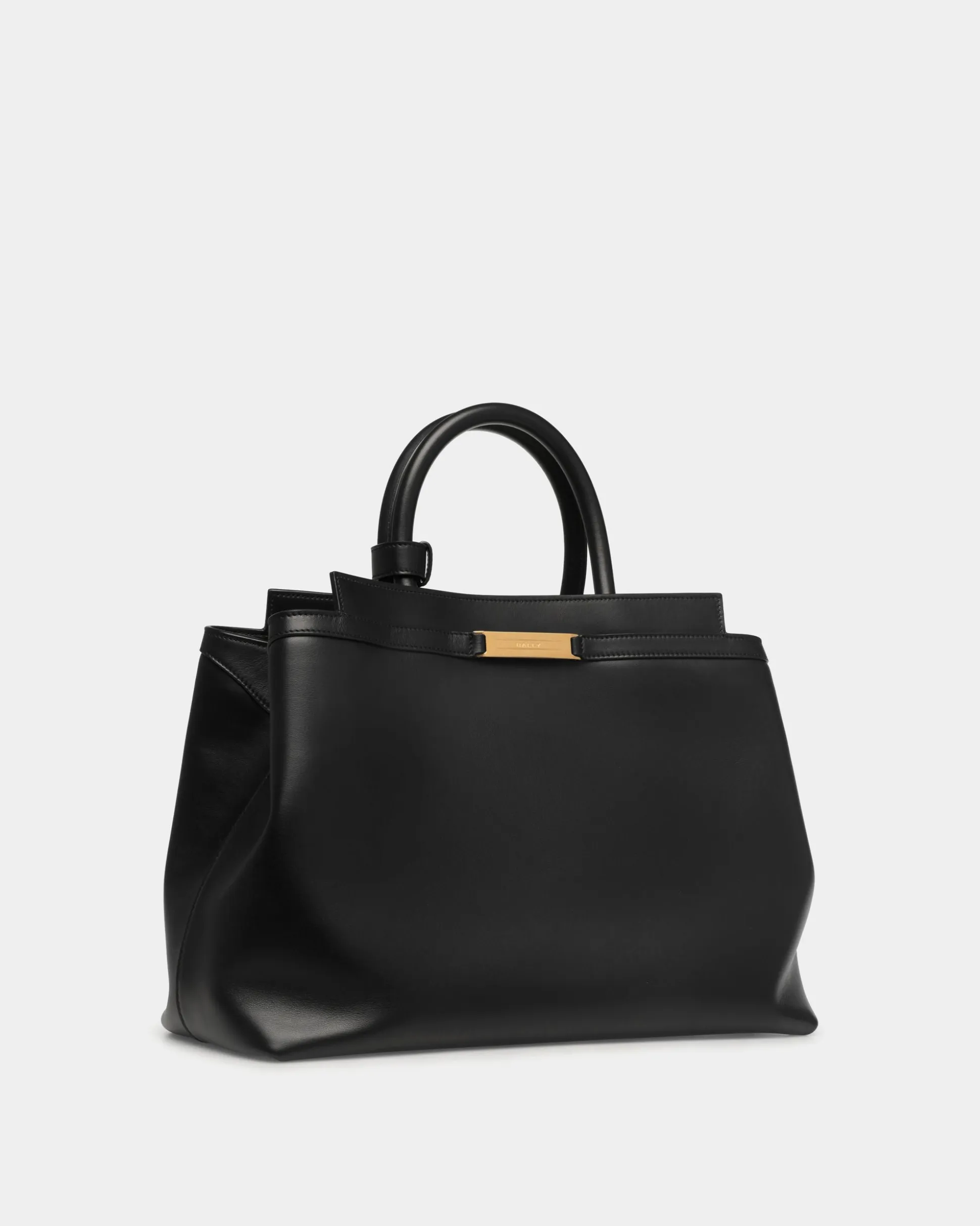 Deco Tote Bag In Black Leather