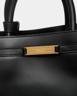 Deco Tote Bag In Black Leather