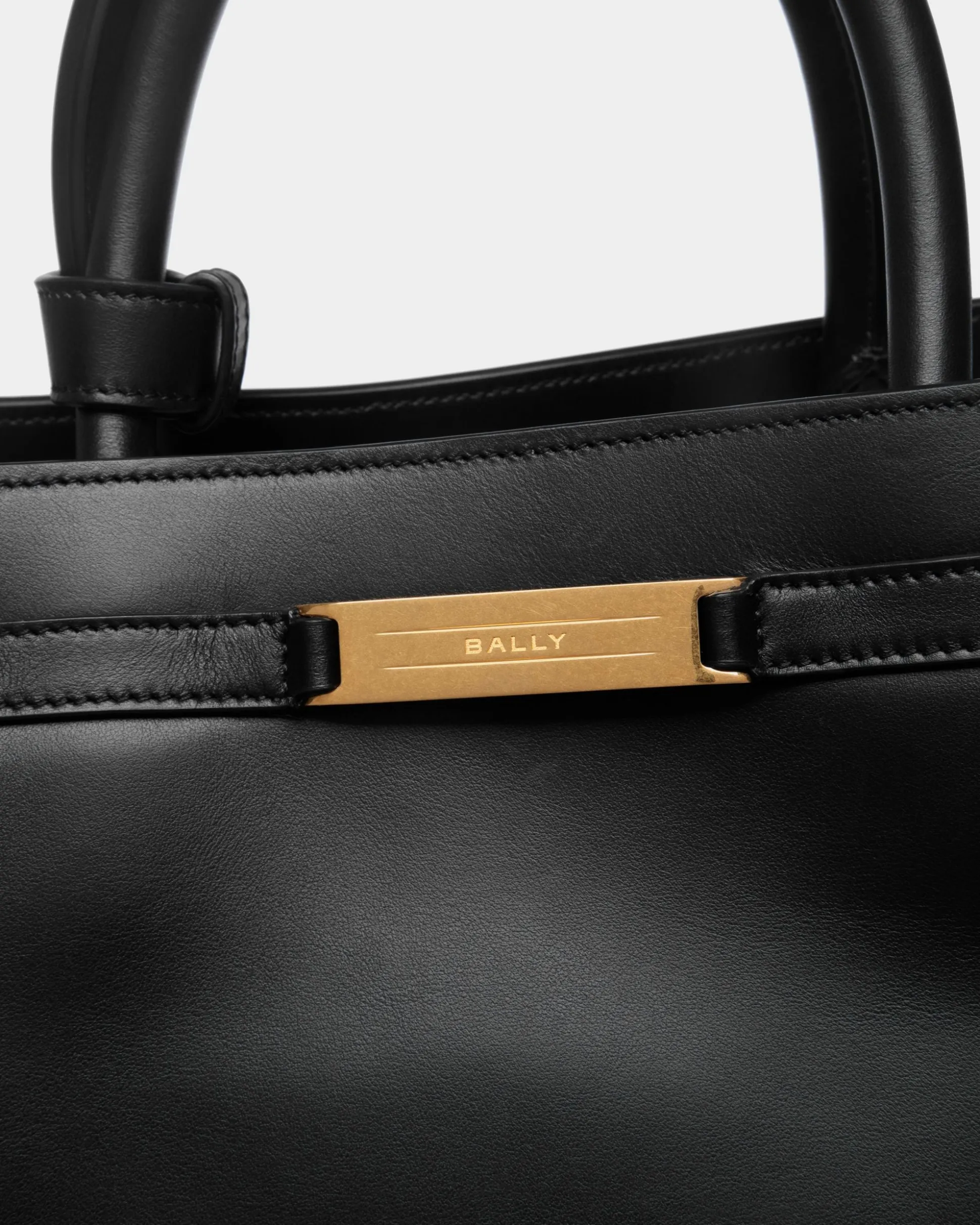 Deco Tote Bag In Black Leather