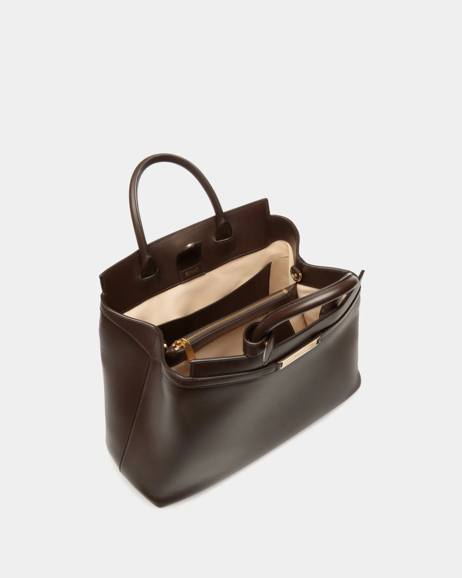 Deco Tote Bag In Ebano Leather