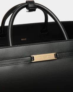 Deco Weekender in Black Leather