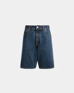 Denim Pants in Medium Blue Cotton