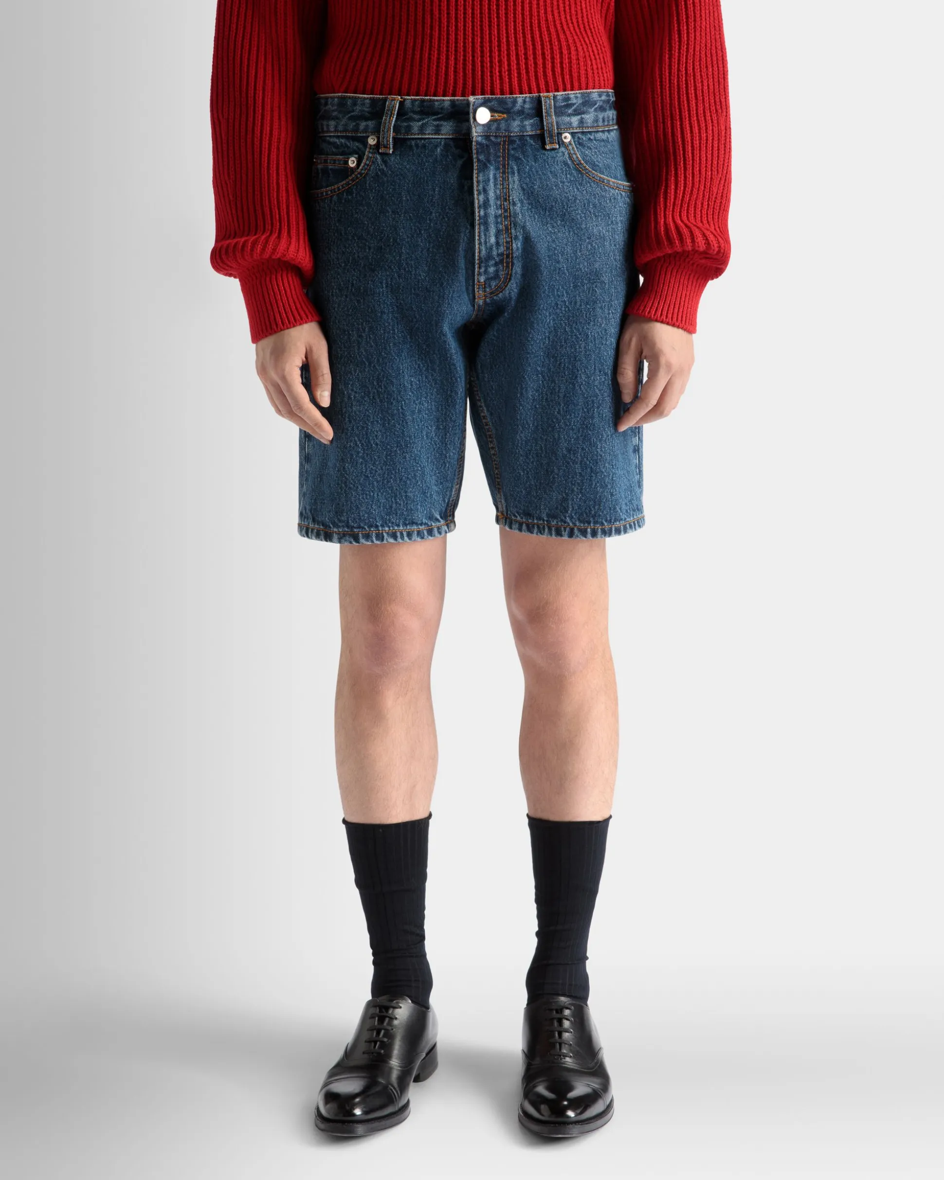 Denim Pants in Medium Blue Cotton
