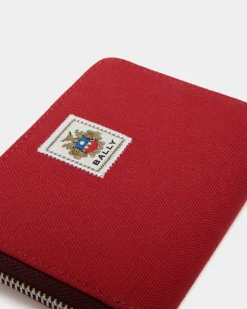Easy Bally Bifold In Candy Red Cotton Canvas