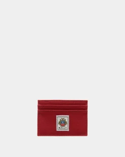 Easy Bally Card Holder In Candy Red Cotton Canvas