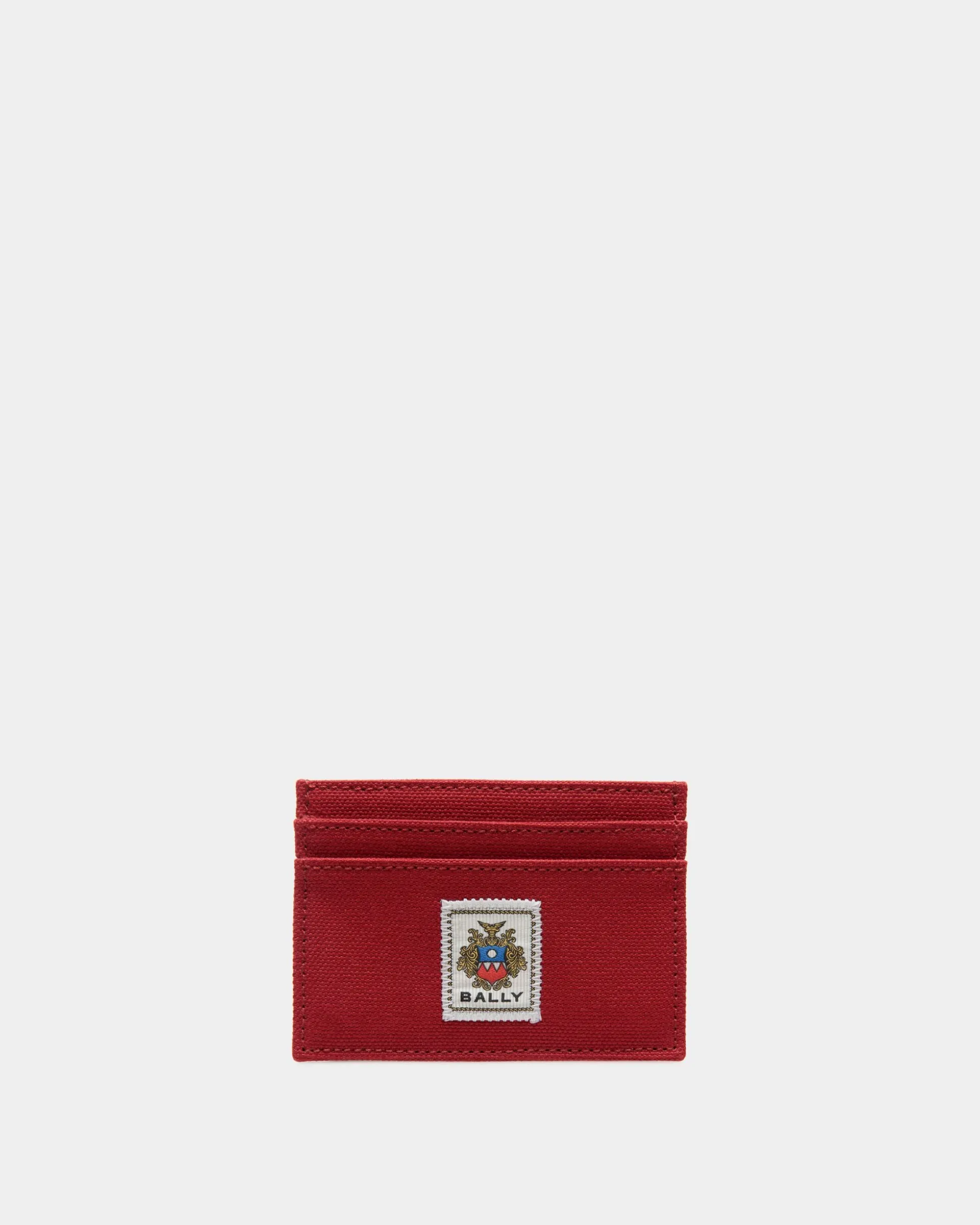 Easy Bally Card Holder In Candy Red Cotton Canvas