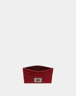 Easy Bally Card Holder In Candy Red Cotton Canvas