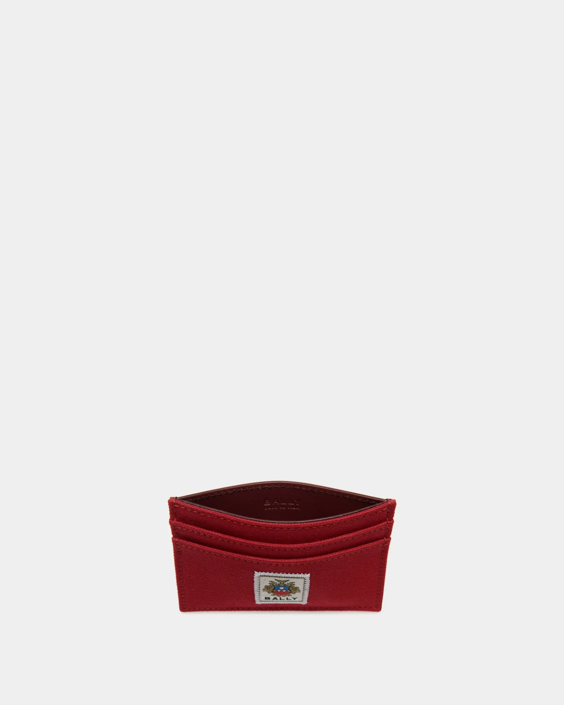 Easy Bally Card Holder In Candy Red Cotton Canvas