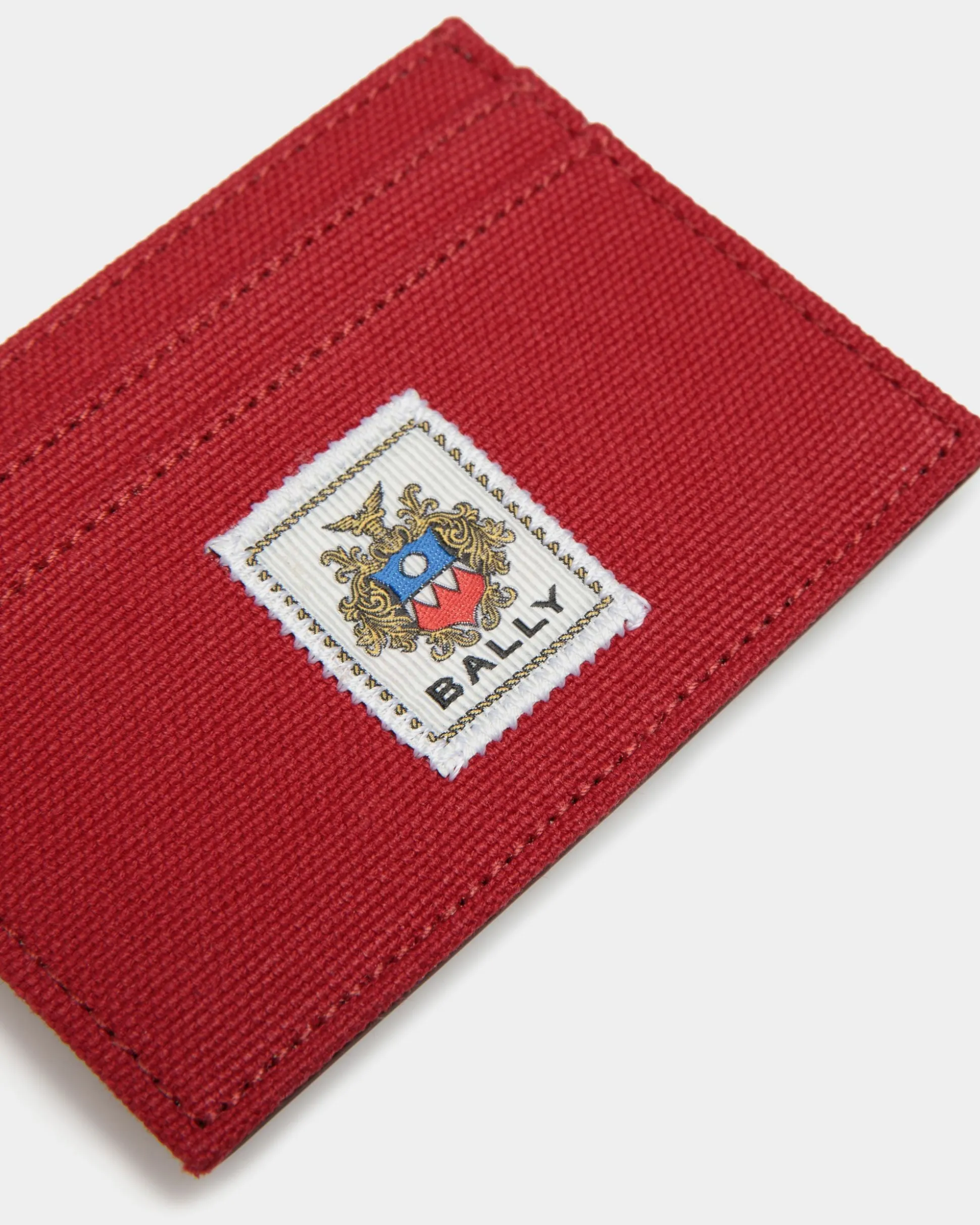 Easy Bally Card Holder In Candy Red Cotton Canvas