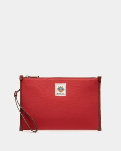 Easy Bally Pochette In Candy Red Cotton Canvas