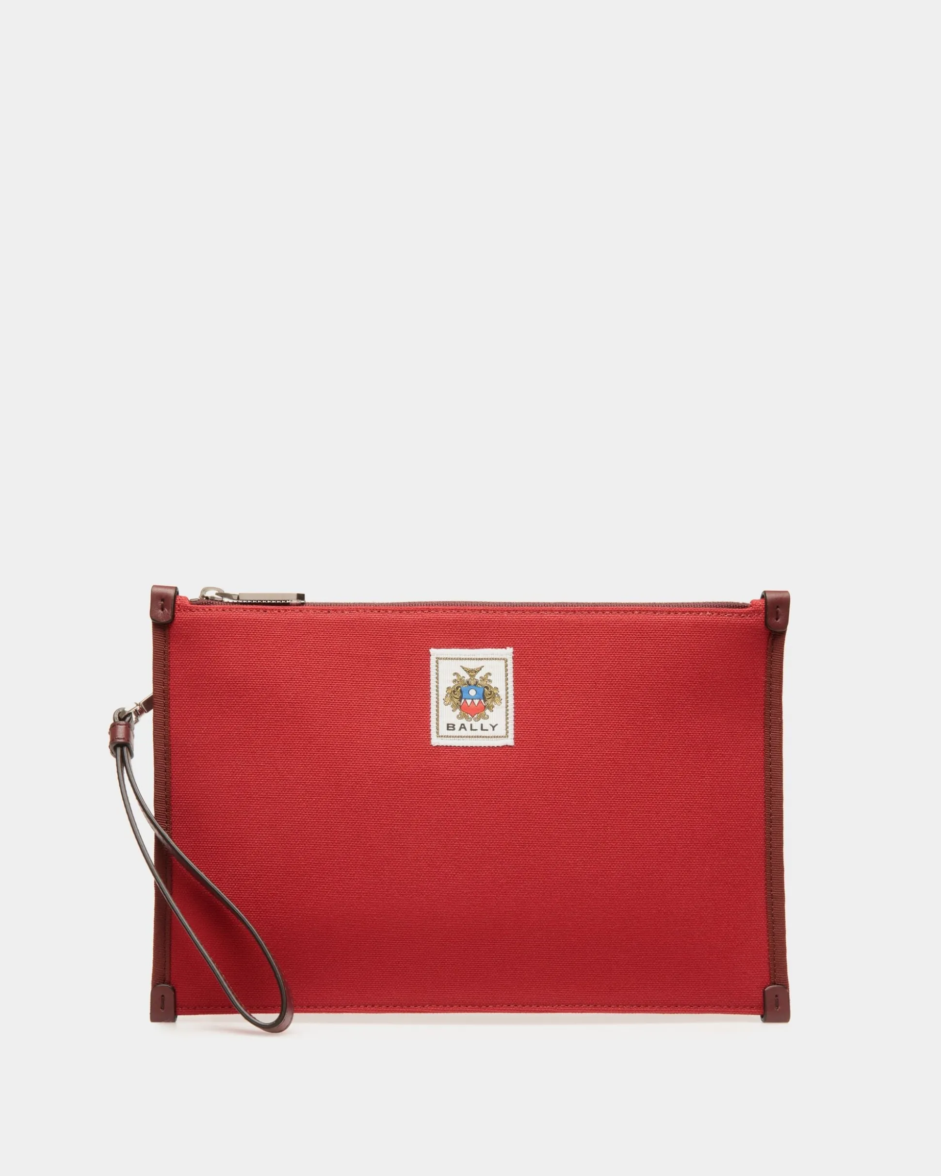 Easy Bally Pochette In Candy Red Cotton Canvas