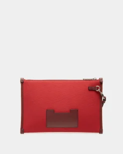 Easy Bally Pochette In Candy Red Cotton Canvas