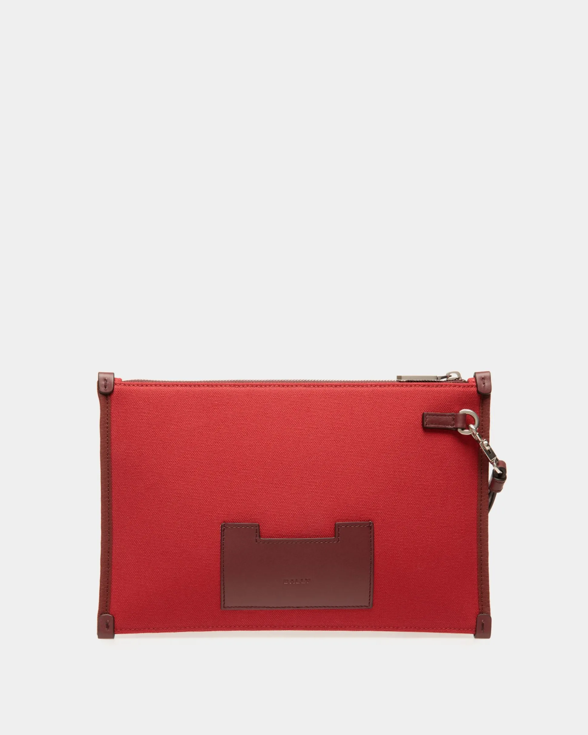 Easy Bally Pochette In Candy Red Cotton Canvas