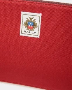 Easy Bally Pochette In Candy Red Cotton Canvas
