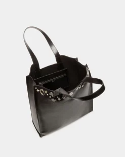 Easy Bally Tote Bag In Black Leather with Studs