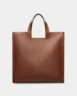 Easy Bally Tote In Brown Leather
