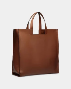 Easy Bally Tote In Brown Leather