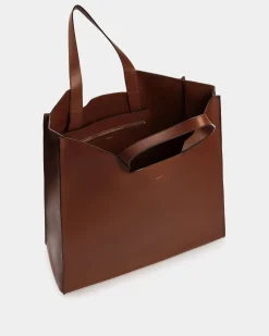 Easy Bally Tote In Brown Leather