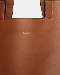 Easy Bally Tote In Brown Leather