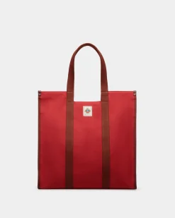 Easy Bally Tote In Candy Red Cotton Canvas