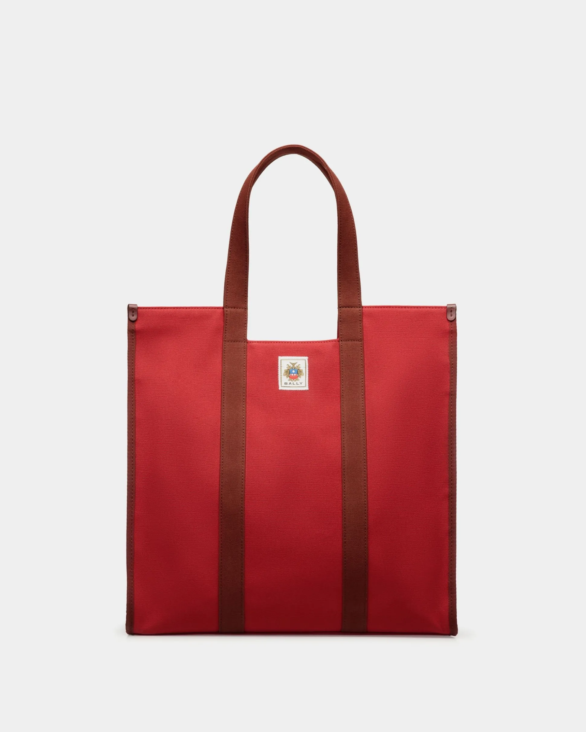 Easy Bally Tote In Candy Red Cotton Canvas