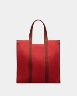Easy Bally Tote In Candy Red Cotton Canvas