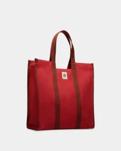 Easy Bally Tote In Candy Red Cotton Canvas