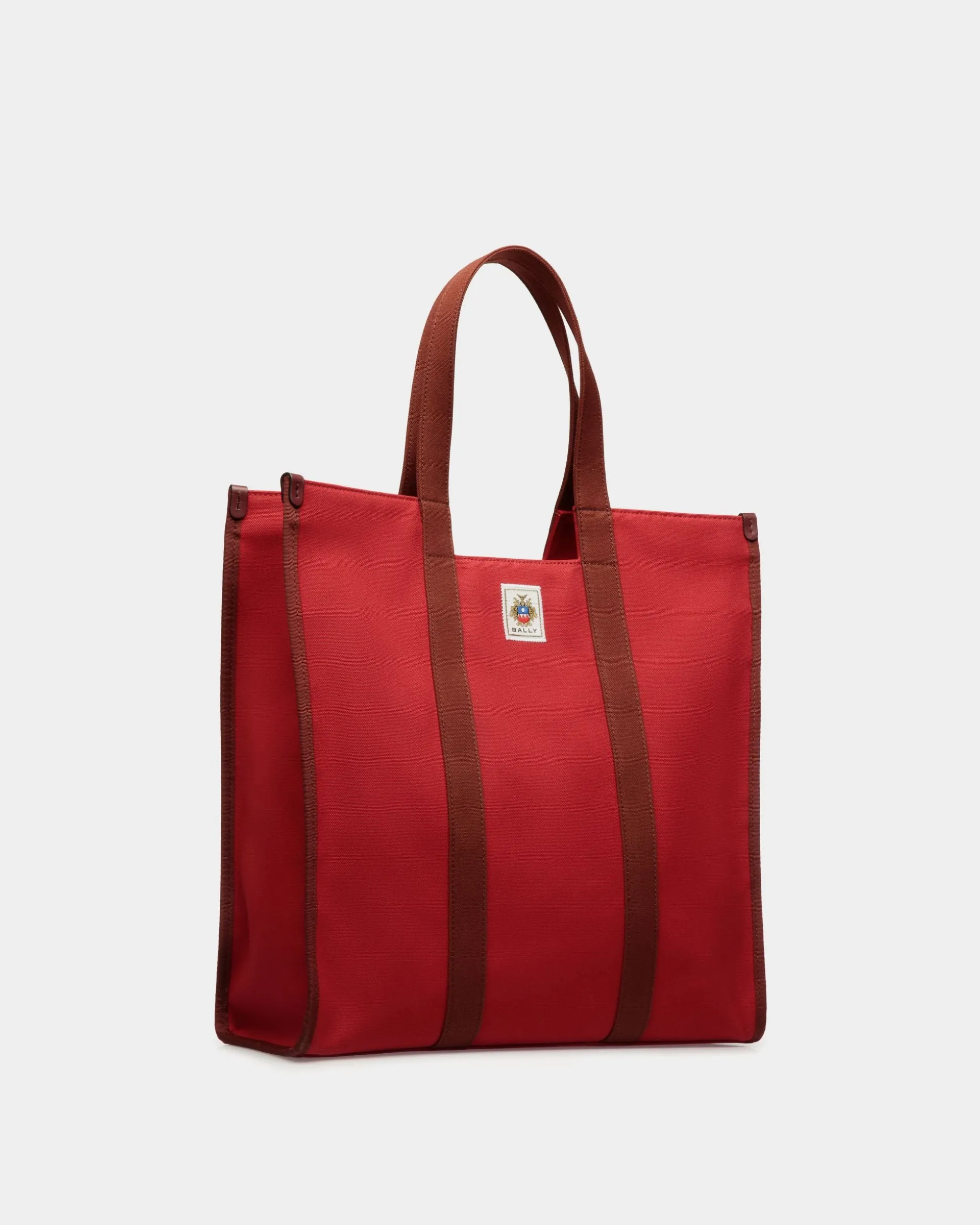 Easy Bally Tote In Candy Red Cotton Canvas