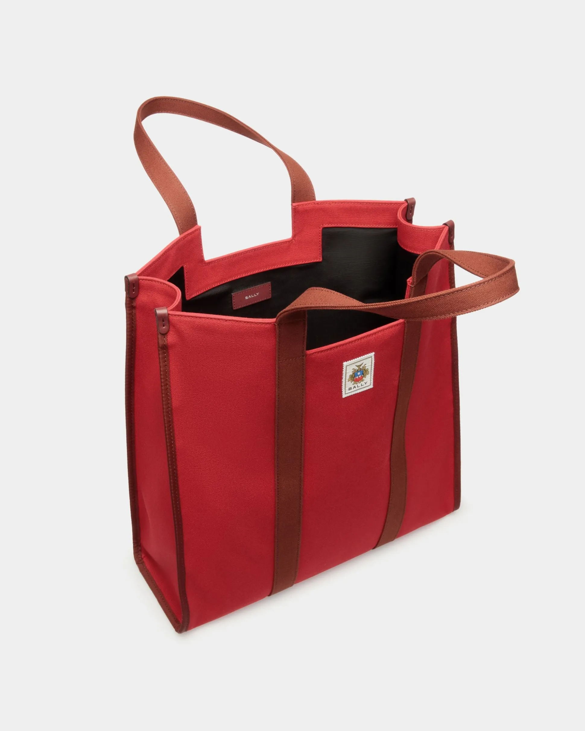 Easy Bally Tote In Candy Red Cotton Canvas