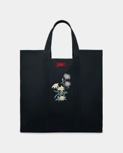 Easy Bally Tote In Navy Blue Cotton Canvas