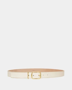 Emblem Belt In Bone Leather